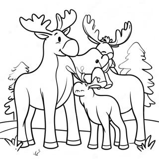 Adorable Moose Family Coloring Page 6212-5127