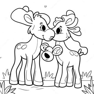 Adorable Moose Family Coloring Page 6212-5128