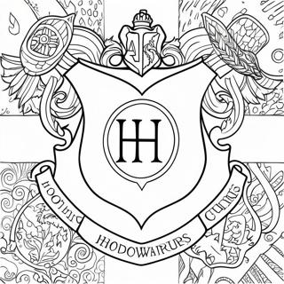 Detailed Hogwarts Crest Coloring Page 62213-50037