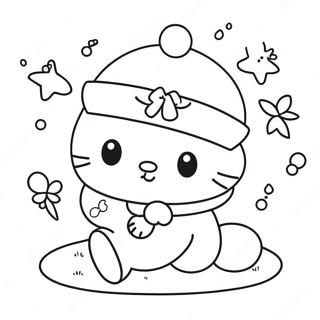 Cute Sanrio Christmas Scene Coloring Page 6222-5133