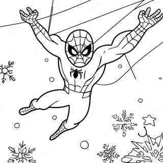 Spiderman Swinging Through Snowflakes Coloring Page 62243-50063