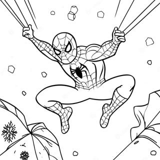 Spiderman Swinging Through Snowflakes Coloring Page 62243-50064