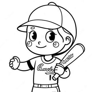 Cute Softball Player Coloring Page 622-497