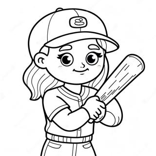 Cute Softball Player Coloring Page 622-498