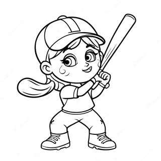 Cute Softball Player Coloring Page 622-499