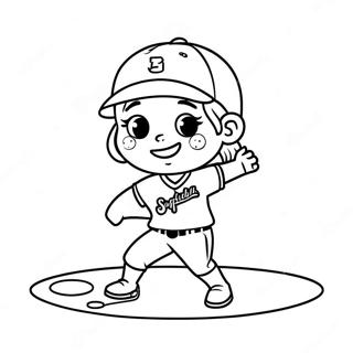 Cute Softball Player Coloring Page 622-500