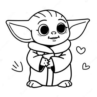 Baby Yoda Valentine Coloring Pages