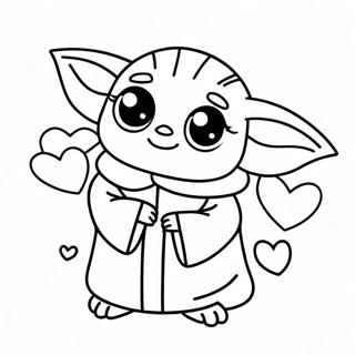 Cute Baby Yoda With Hearts Coloring Page 62313-50117