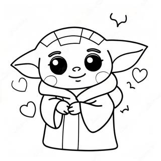 Cute Baby Yoda With Hearts Coloring Page 62313-50118