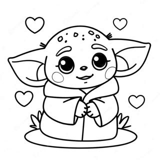 Cute Baby Yoda With Hearts Coloring Page 62313-50119