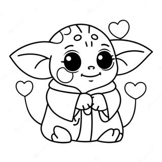 Cute Baby Yoda With Hearts Coloring Page 62313-50120