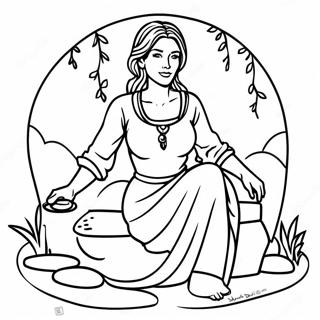 Beautiful Woman At The Well Coloring Page 62343-50141