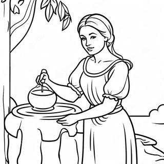 Beautiful Woman At The Well Coloring Page 62343-50142