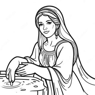 Beautiful Woman At The Well Coloring Page 62343-50143