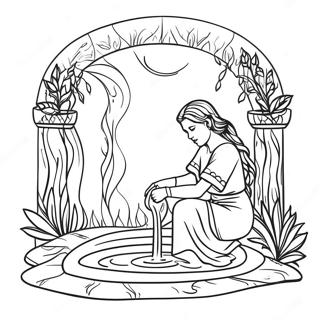 Beautiful Woman At The Well Coloring Page 62343-50144