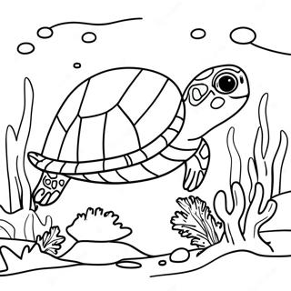 Realistic Sea Turtle Swimming In Coral Reef Coloring Page 62392-50178