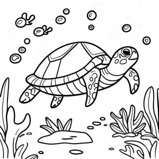 Realistic Sea Turtle Swimming In Coral Reef Coloring Page 62392-50179