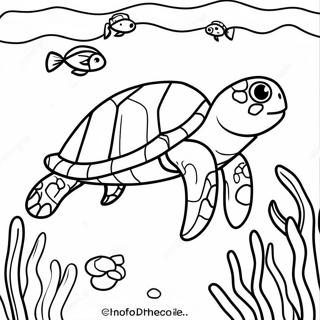 Realistic Sea Turtle Swimming In Coral Reef Coloring Page 62392-50180