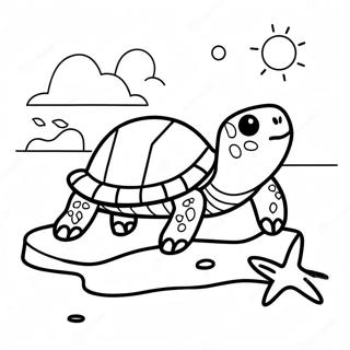 Realistic Sea Turtle Hatchling On The Beach Coloring Page 62393-50182