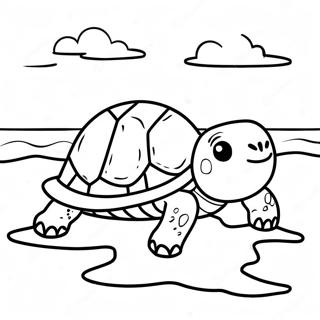 Realistic Sea Turtle Hatchling On The Beach Coloring Page 62393-50184