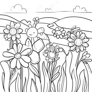 Field Of Colorful Flowers Coloring Page 62482-50247