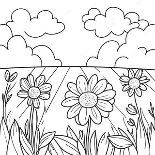 Field Of Colorful Flowers Coloring Page 62482-50248