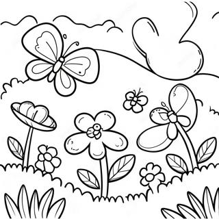 Sunny Meadow With Butterflies Coloring Page 62483-50269