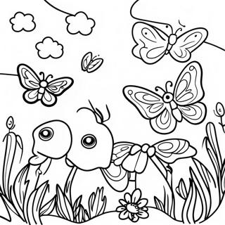 Sunny Meadow With Butterflies Coloring Page 62483-50270