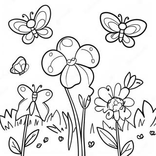 Sunny Meadow With Butterflies Coloring Page 62483-50271