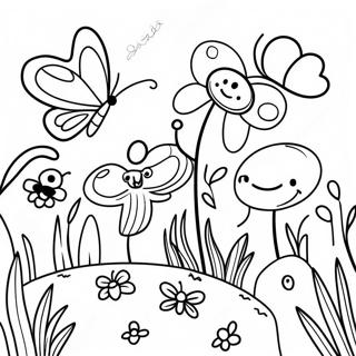 Sunny Meadow With Butterflies Coloring Page 62483-50272