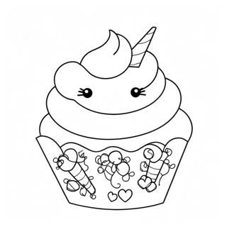 Sparkling Unicorn Cupcake Coloring Page 62583-50351