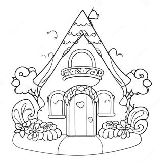 Unicorn House Coloring Pages