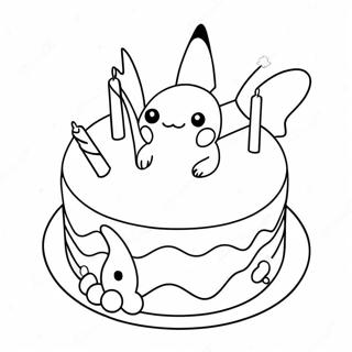 Cute Pikachu Birthday Cake Coloring Page 62653-50406