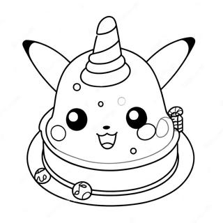 Cute Pikachu Birthday Cake Coloring Page 62653-50407