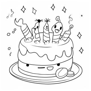 Cute Pikachu Birthday Cake Coloring Page 62653-50408