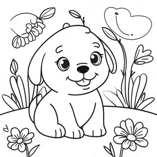 Playful Baby Puppy In A Garden Coloring Page 62723-50469