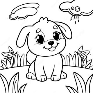 Playful Baby Puppy In A Garden Coloring Page 62723-50470