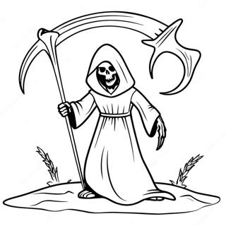 Creepy Grim Reaper With Scythe Coloring Page 6272-5176