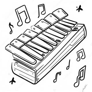 Colorful Xylophone With Musical Notes Coloring Page 62813-50536