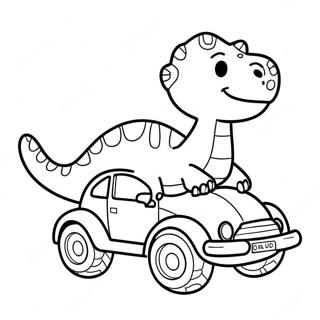 Dinosaur Car Coloring Pages