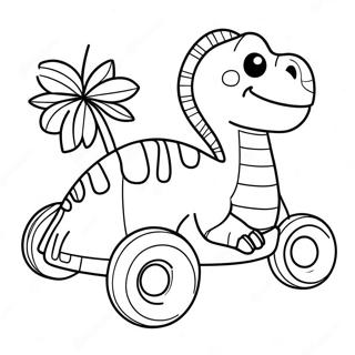 Colorful Dinosaur Driving A Race Car Coloring Page 62843-50561