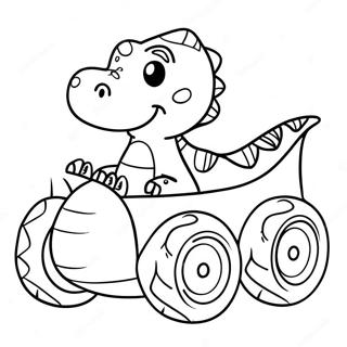 Colorful Dinosaur Driving A Race Car Coloring Page 62843-50564