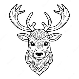 Reindeer Head Coloring Pages