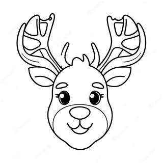 Cute Cartoon Reindeer Head Coloring Page 62923-50626