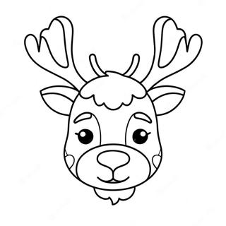 Cute Cartoon Reindeer Head Coloring Page 62923-50627