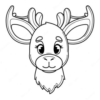 Cute Cartoon Reindeer Head Coloring Page 62923-50628