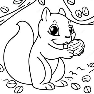 Playful Squirrel Gathering Acorns Coloring Page 62953-50633