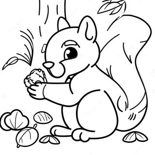 Playful Squirrel Gathering Acorns Coloring Page 62953-50635