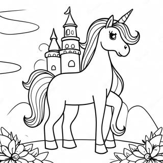 Magical Unicorn Castle Coloring Page 62963-50639