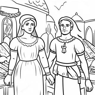 Aquila And Priscilla In The Marketplace Coloring Page 63093-50740